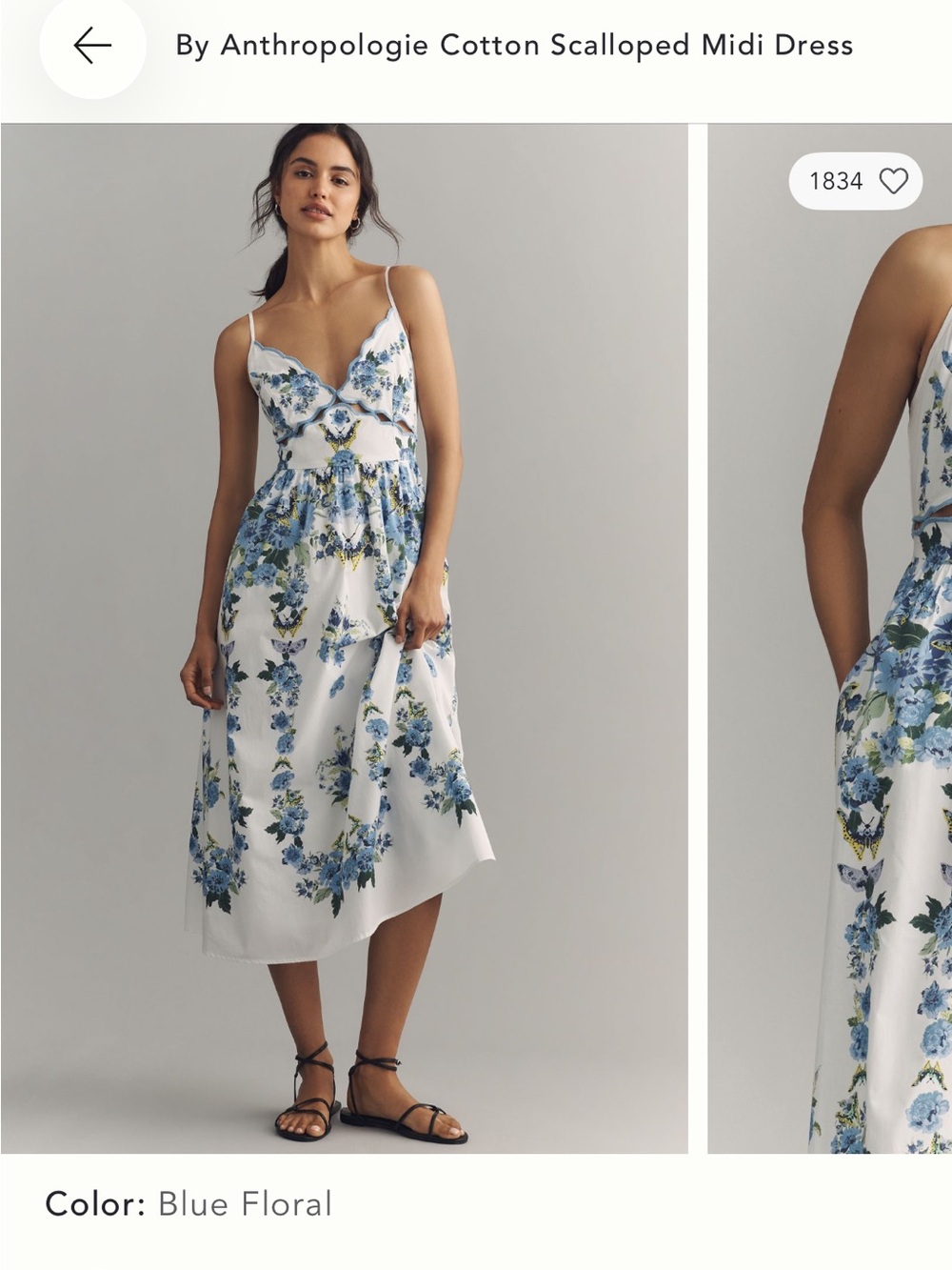 NWT Anthropologie cotton scalloped midi dress